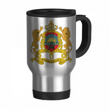 

Morocco Africa National Emblem Travel Mug Flip Lid Stainless Steel Cup Car Tumbler Thermos