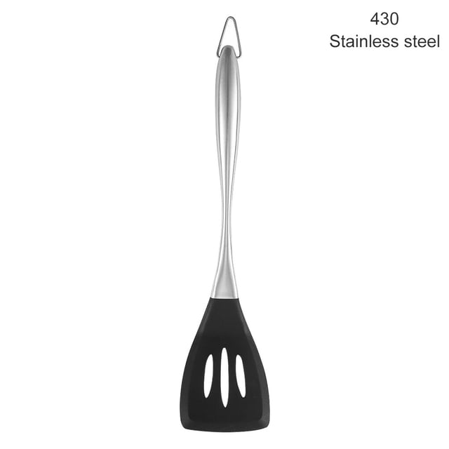 ziyahi Slotted Spoon Silicone Cooking Colander Stainless Handle Heat Resistant Kitchen Utensil, Slotted Spoon