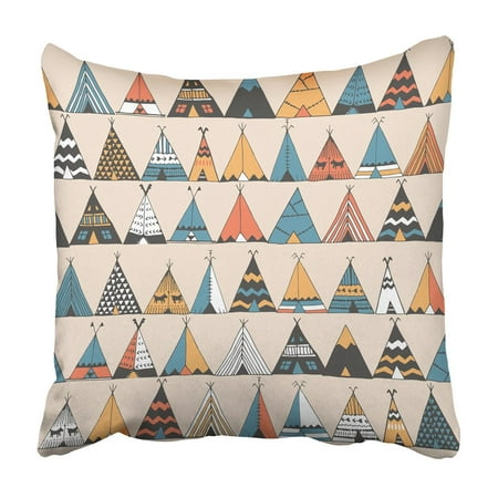 ECCOT Boho Teepee Pattern Wigwam Native American Summer Tent in Kids Aloha Camp Pillow Case Pillow Cover 20x20