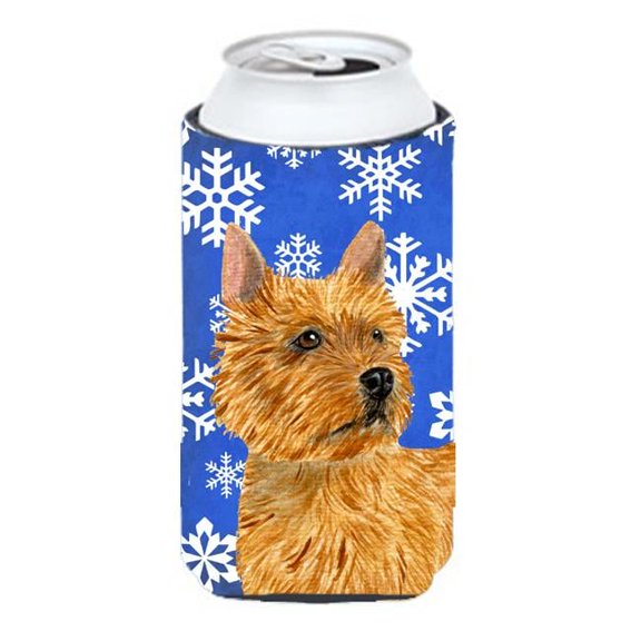 Norwich Terrier Winter Snowflakes Holiday Tall Boy bottle sleeve Hugger 22 to 24 oz.