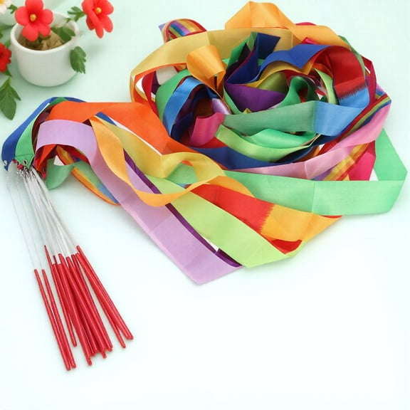 OUNONA 14Pcs Dance Ribbon Streamer Silk Fabrics for Rhythmic Gymnastics Training