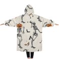 thumbnail image 2 of Oversized Wearable Blanket Hoodie,Halloween Dancing Skeletons Sherpa Blanket Hoodie with Super Pockets,Super Warm Fuzzy Pullover for Women & Men, 2 of 6