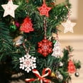 thumbnail image 4 of Colgantes para colgar JanHm 60 uds adornos de madera con acabado navideño rojo y blanco, 4 of 5