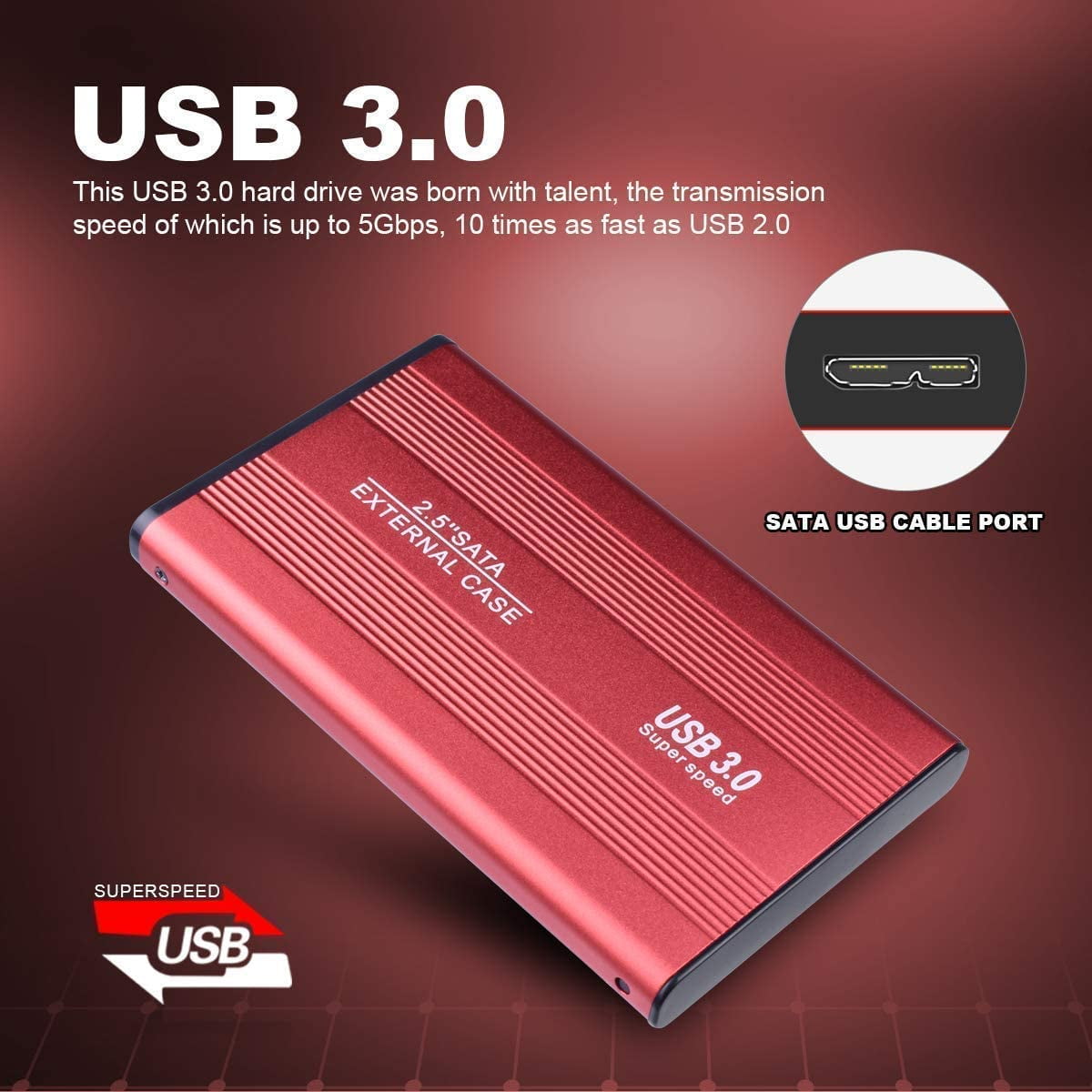 ViiTech External Hard Drive 4Tb Hard Drive Portable Slim External Hdd