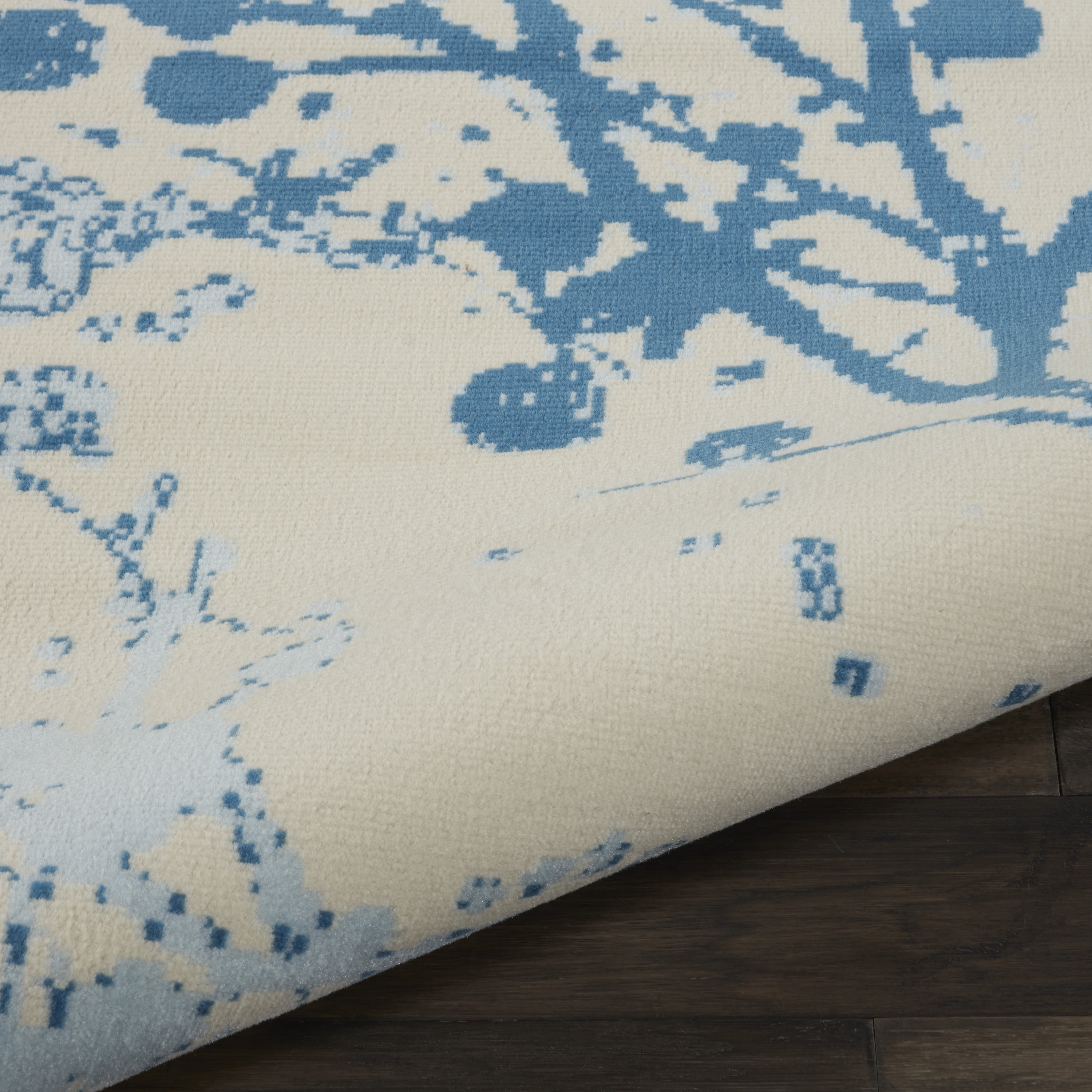 Nourison Bliss Modern Botanical Ivory/Blue 7'10" x 9'10" Area Rug, (8' x 10')