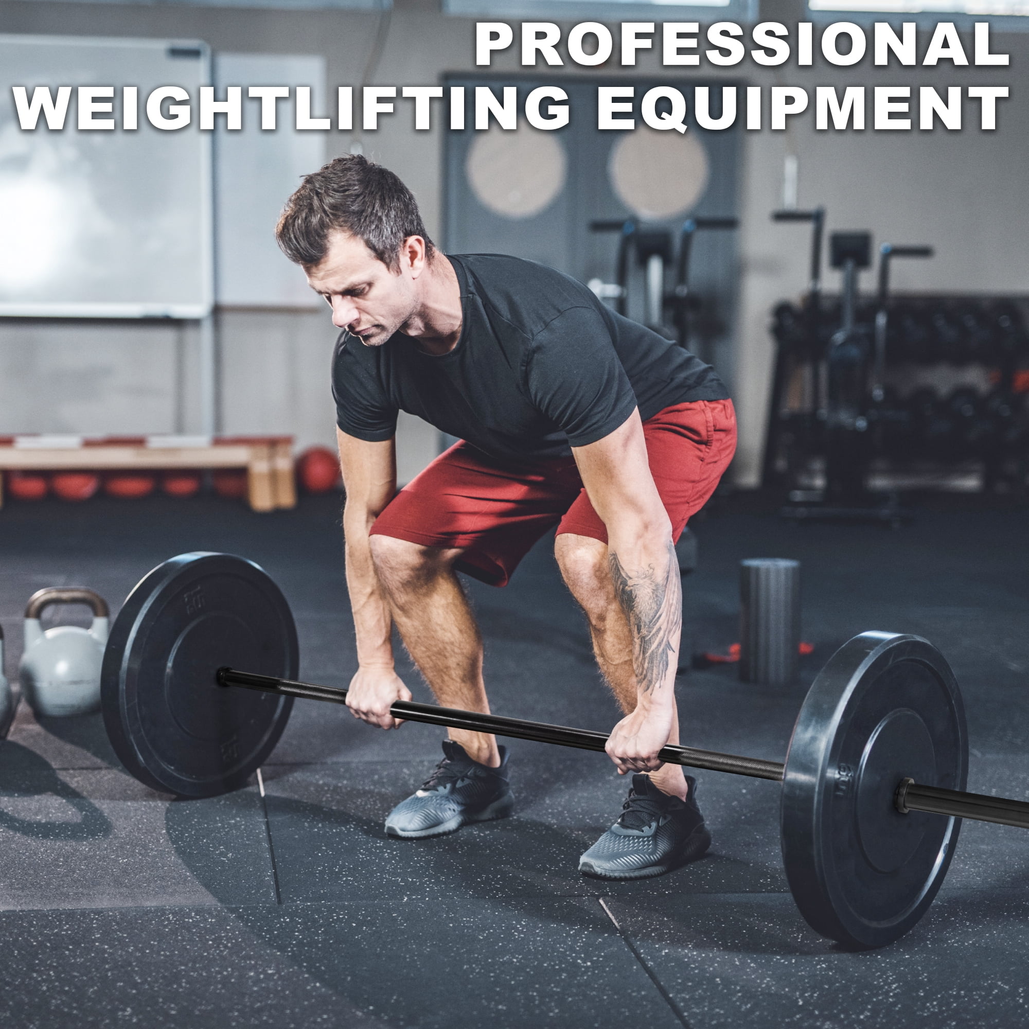 FlexWave Straight Barbell Bar, Alloy Steel, 1-Inch Standard Diameter, Black Finish, Available in 5FT and 7FT
