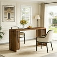thumbnail image 5 of Fnova 63" Pub Table, Rectangular Wood Kitchen Dining Counter Workspace High Top with Louvered Base, for Kitchen, Dining Room & Commercial Use, 5 of 20