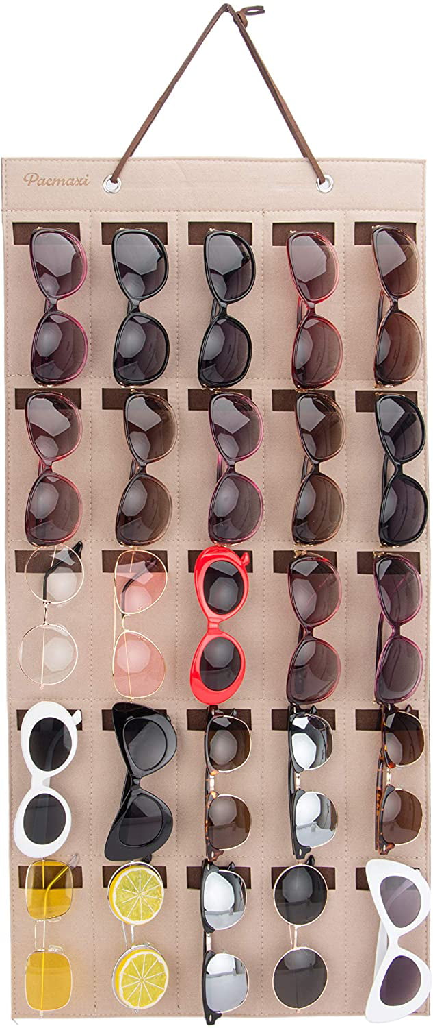 Hanging Eyeglasses Storage Holder Eyewear Display. PACMAXI Sunglasses Storage Organizer Wall Pocket Mounted by Sunglasses 