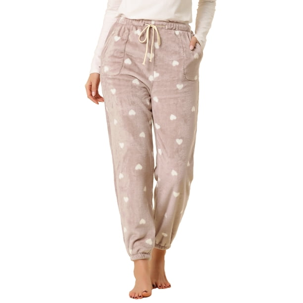 Pantalones de pijama de lana de franela con cordón para mujer