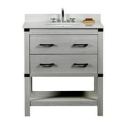 Bellaterra Home 31 Inch Single Vanity in Gray Pine Finish with White Quartz Top, Oval Sink