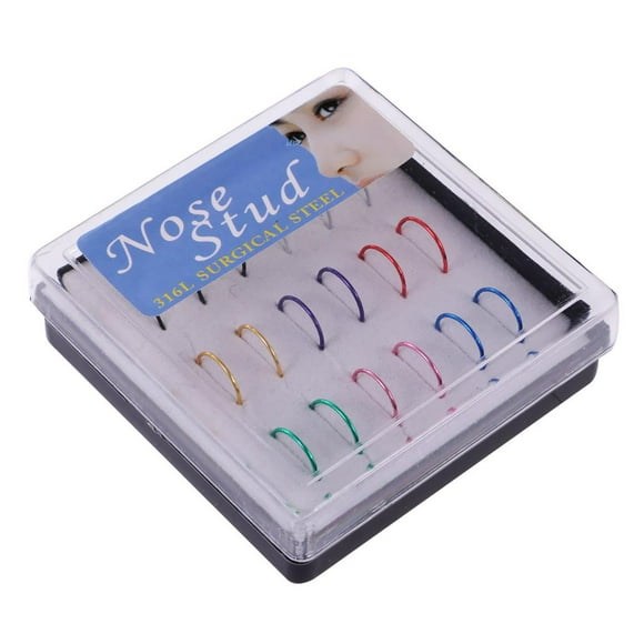 Esquirla 18Pcs Fake Nose Ring, Gothic Punk Lip Ear Nose Clip On Fake Piercing Nose Lip