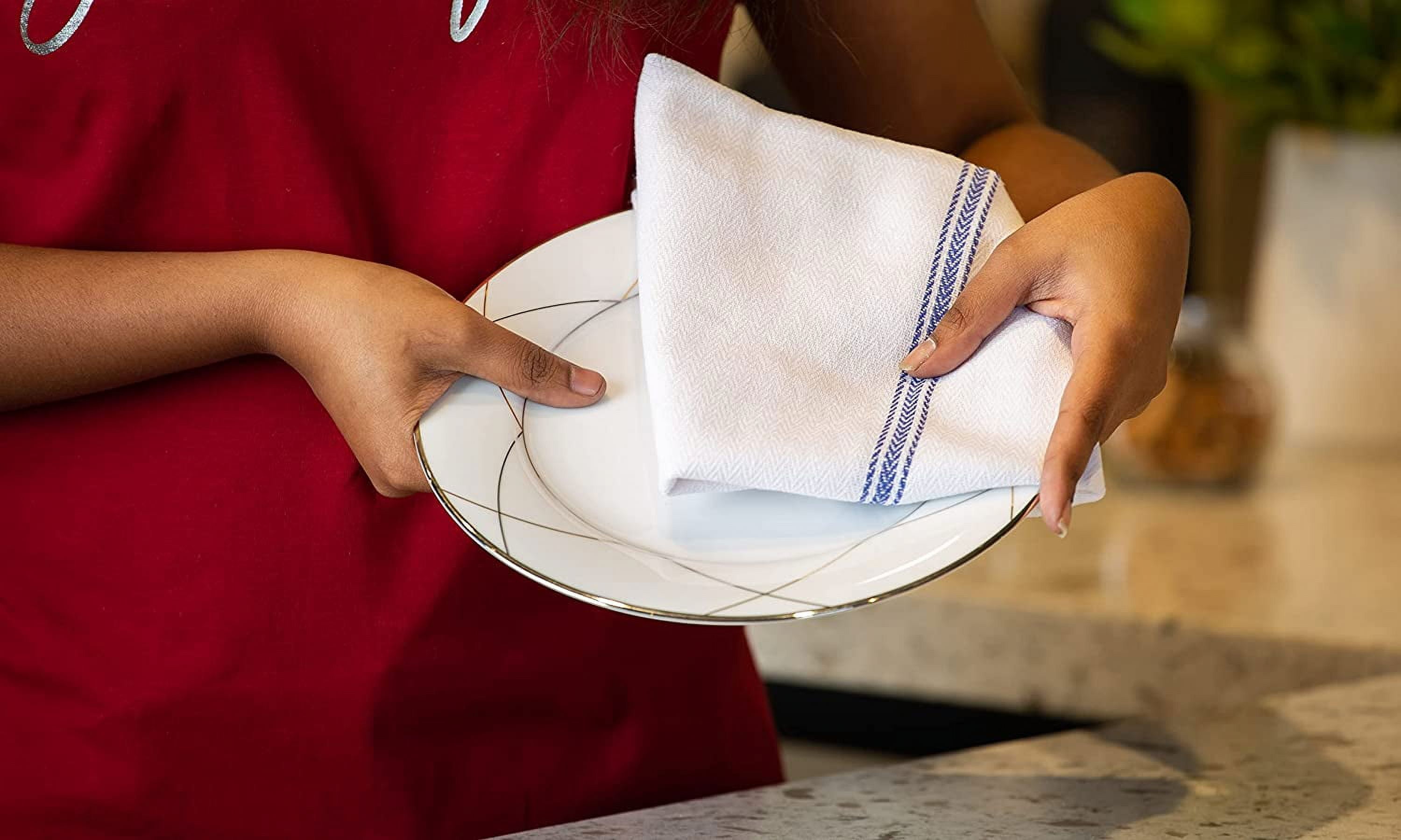 Kitchen Towels Set - 100% Pure Cotton Dish Towels for Kitchen, Super Absorbent Kitchen Hand Towel, Blue Tea Towels, Soft & Durable Dish Cloths, Pack of 12 – 15”x25”, Blue Stripe