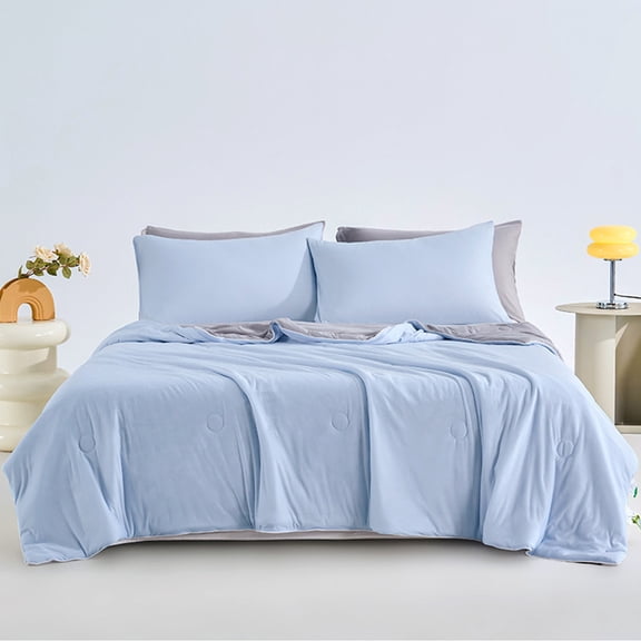PRETXORVE Quilt, Summer Quilt, Ice Cream Cool Feeling Silk Summer Quilt Machine Washable Conditioning Quilt Solid Color Ice Cream Summer Quilt Double Thin Quilt