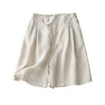 thumbnail image 2 of Wycnly on Sale Shorts for Women Womens Shorts Casual Summer Button up High Waist Loose Wide Leg Short Pants Fashion Pleated Solid Soft Cotton Linen Shorts with Pockets, 2 of 7