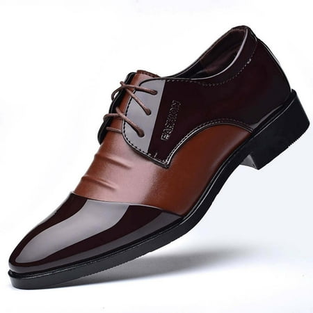 Miluxas 2025 Clearance! Men s Dress Shoes Clearance Leather Formal Derby Shoes Business Classic Lace Up Wingtip Shoes for Men