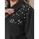 thumbnail image 5 of Chaqueta de botón de manga larga de mezclilla para mujer Inspire Chic, decoración de perlas, XL, negra, 5 of 5