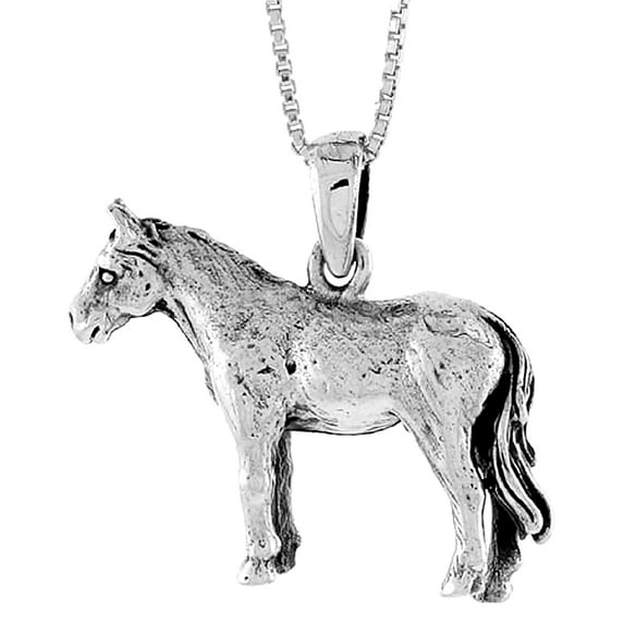 925 Sterling Silver 3 Dimensional Horse Animal Charm Pendant 22mm
