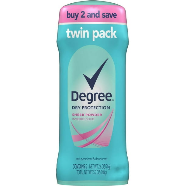 2 Pack Degree Sheer Powder Antiperspirant Deodorant Stick 2.6 oz