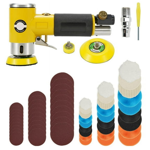 Mini 2 / 3 Inch Air Sander Pneumatic Polisher Grinder Buffer Double Acting Track Polisher 80 Sheets Sandp