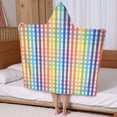 thumbnail image 5 of Colorful Striped Checkered Pattern Hooded Bath Towel，50"x30" for Ages 3 To 12 Kids, Quick Dry Lightweight Soft Microfiber Hood Beach Towel Cover Up for Kids, 5 of 7