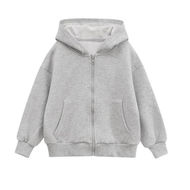 Kiijoy Little Boys Zip Up Hoodie Casual Solid Hooded Sweatshirt Kids Jacket, Sizes 5-6