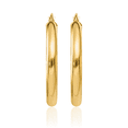 thumbnail image 5 of 14K Solid Yellow Gold Round Tube Medium Hoop Earrings, 5 of 10