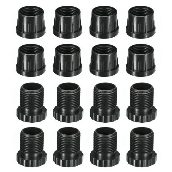 8Pack Inserts for Round Tubes with Leveling Feet, for 25mm/0.98" Dia Round Tube, Black Plastic Furniture Chair Leg Plug