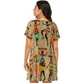 thumbnail image 3 of Horeoi Dancing African Women Print Women's Short-sleeved Nightdress Breathable Cotton-like Material Loose A-line Knee-length, 3 of 6
