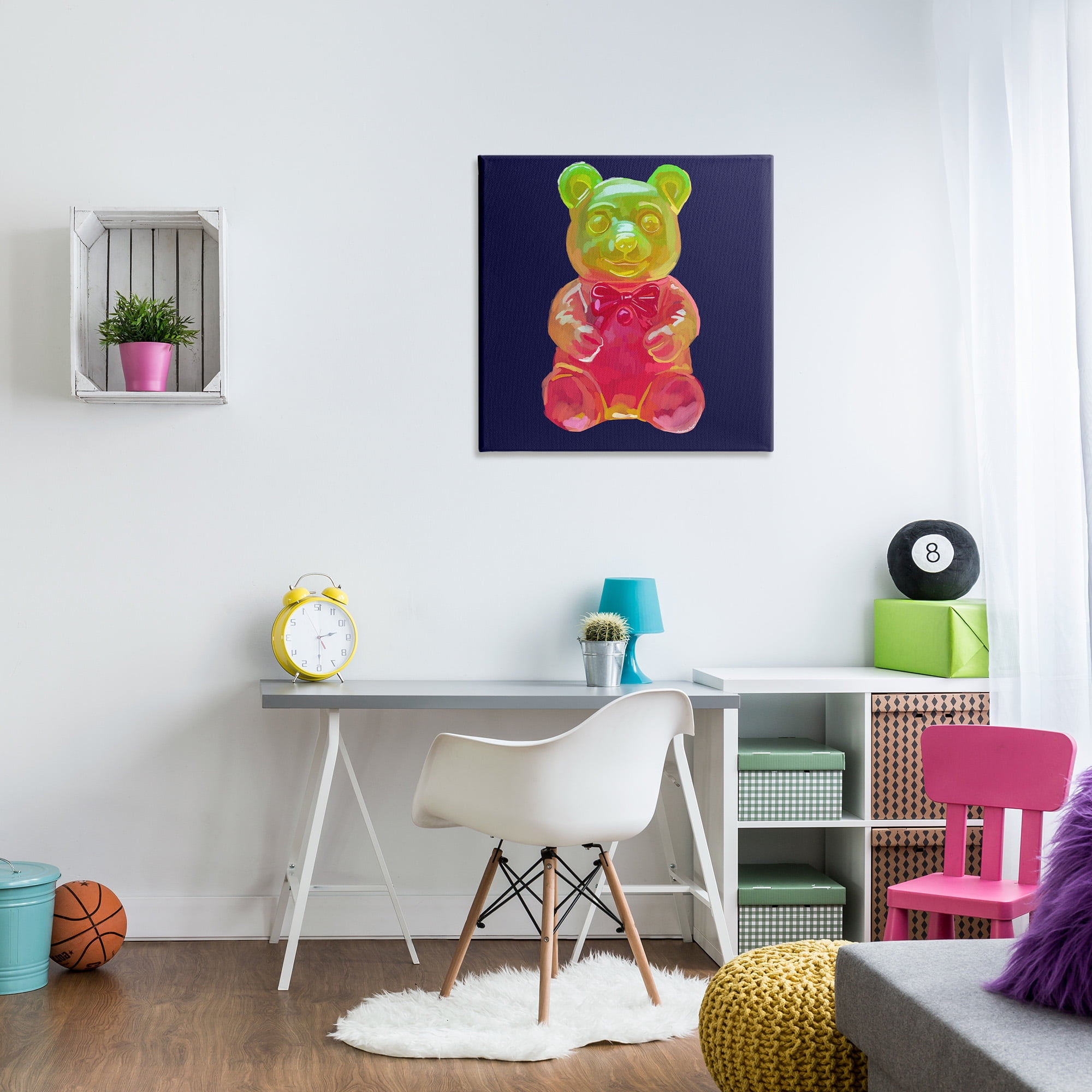 Stupell Industries Candy Bear on Blue Food & Beverage Painting Gallery Wrapped Canvas Art Print Wall Art, 30 x 30