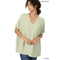 thumbnail image 2 of Zenana Women & Plus V Neck Woven Airflow Dolman Short Sleeve Blouse Top with Front Pocket, 2 of 4