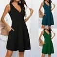 thumbnail image 6 of gakvbuo Summer Tank Dresses For Women Knee Length Wrap V Neck Sleeveless Sundress With Pockets Vacation Dresses Wedding Guest Dresses Cocktail Dresses For Women, 6 of 6