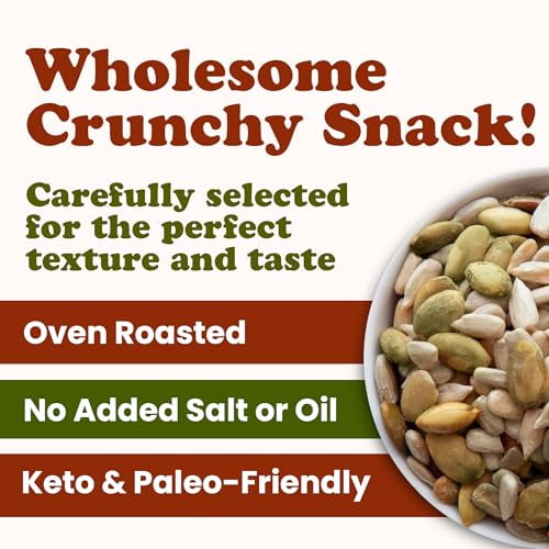 Organic Dry Roasted Sunflower and Pumpkin Seed Mix, 2 Pounds – Oven Roasted, No Oil added, Healthy, Natural Snack, Rich in Protein, Perfect for Baking and Salads, Vegan, Kosher, Bulk