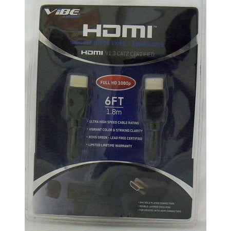6' Vibe HY-HD06-G v1.3 Category 2 (Cat2) HDMI (M) to HDMI (M) Video/Audio Cable w/24K Gold-Plated Connectors