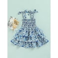 thumbnail image 4 of hirigin Toddler Girl Sleeveless Dress, Floral Printed Tie Up Multi-Layers Pleated Sweet Sling Dress, Casual Simple One-Piece Clothes, 4 of 8