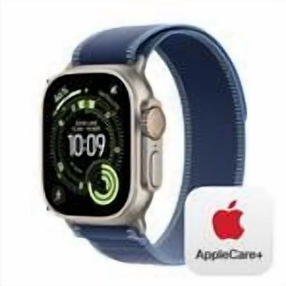 Apple Watch Ultra 3 GPS   Cellular 49mm Natural Titanium Case with Blue/Bright Blue Trail Loop - S/M - MEWR4LW/A - (Fall 2025) - AppleCare Bundle