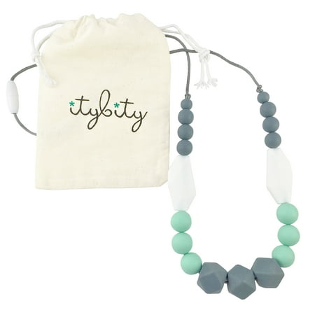 Baby Teething Necklace for Mom, Silicone Teething Beads, 100% BPA Free (Gray, Mint, White,
