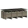 thumbnail image 3 of vidaXL 9 Piece Patio Dining Set with Cushions Gray Poly Rattan, 3 of 10