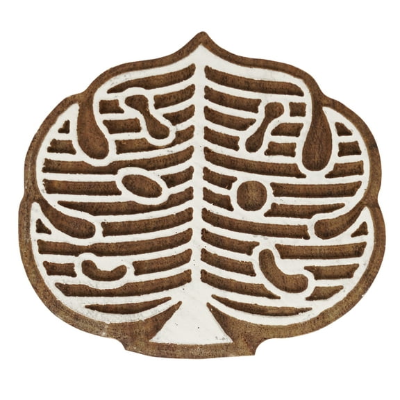 IBA Indianbeautifulart Textile Printing Block Tropical Leaf Hand Carved Wooden Stamp Wood Block Printing Textile Stamps For Fabric/ Pottery Blocks-2.5