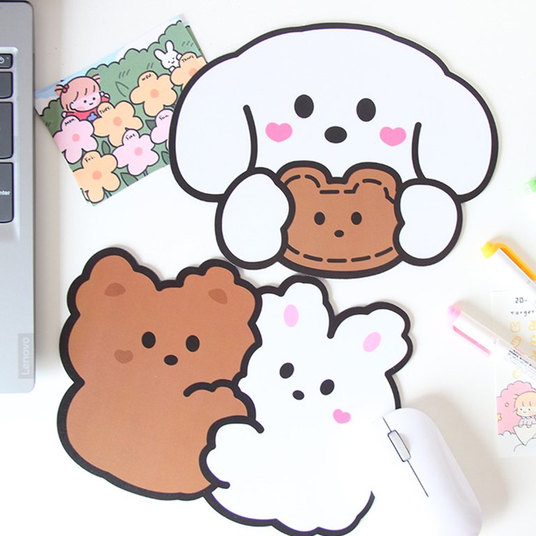 MNTT Mouse pad de urso, desenho animado de coelho Kawaii, tapete de mesa  impermeável para escritório (urso 2)