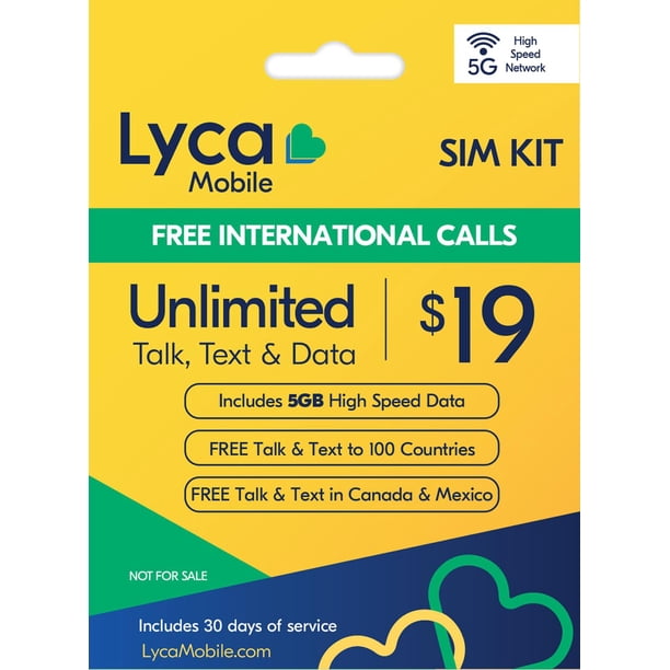 Tarjeta SIM prepaga Lycamobile USA 5G ilimitada con 5 GB de datos