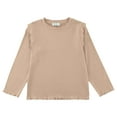 thumbnail image 4 of Gubotare Girls Long Sleeve Blouse Girls Long Sleeve Shirts Turtleneck Ruched Side Slim Fit Tops Ribbed Knit Casual Tee Shirt Size 7-8 (Coffee,7-8 Years), 4 of 4