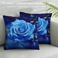 thumbnail image 3 of GOSMITH Rose Flowers Throw Pillow Covers  Soft Rose Floral Flower Pillow Cases Cushion Covers Decor Garden Flower Decorative Throw Pillowcases Romantic Blue Black Cushion Cases Bedroom, 3 of 5