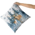thumbnail image 3 of Forest Reindeer Snow Decorative Pillow Cover Set of 2, Winter Wonderland Pillowcase Soft Breathable Cushion Pillow Cases Watercolor Deer Blue Snowflakes Decoration for Sofa Bedroom Car 18 X 18 Inch, 3 of 7