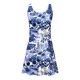 thumbnail image 3 of Trajes de Baño de Dos Piezas para las Mujeres de Cintura Alta Impresión Ruched Criss, Cuello Redondo Conjunto de Trajes de Baño, 3 of 5
