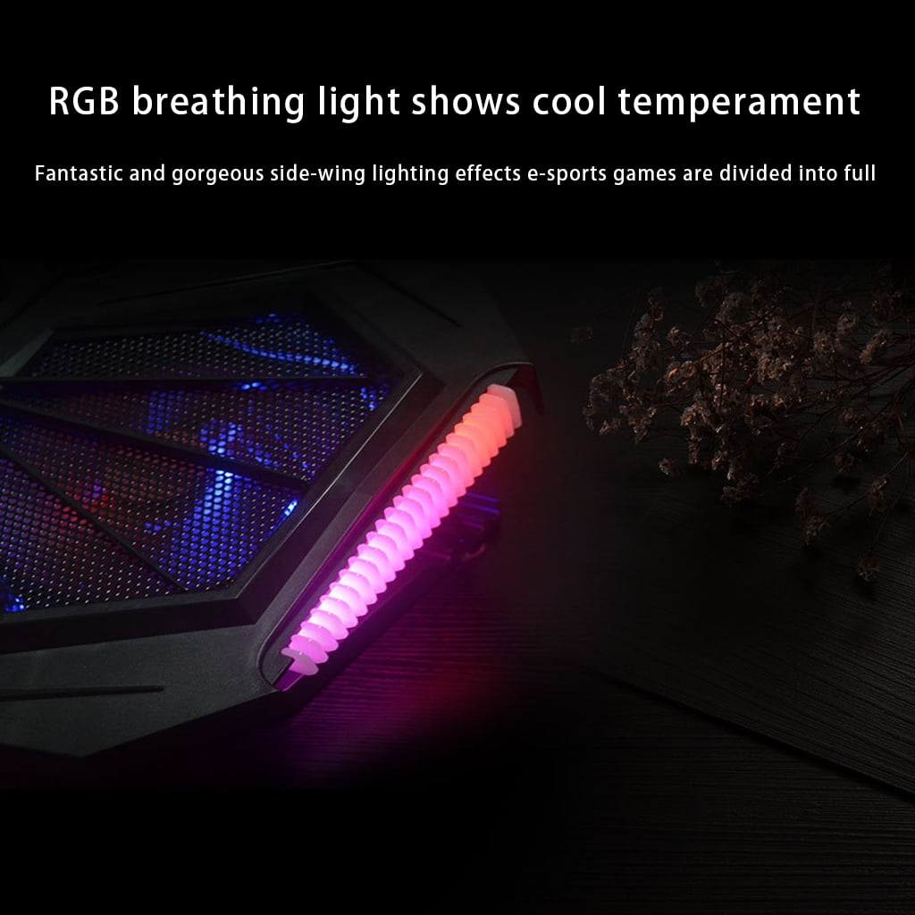 Laptop Cooler Fan Portable Notebook Cooling Base Dual Turbo RGB Fan for 11-16in