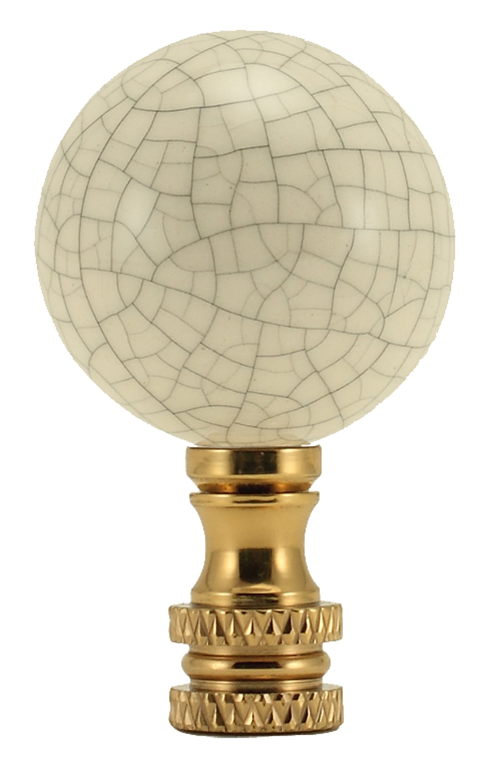 Crackle Ceramic Ball Lamp Finial with Polished Brass Base 2"h
