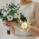 thumbnail image 4 of Houderco 4Pcs Adjustable White Wrist Corsage Bracelet with Artificial Flowers for Elegant Wedding Wear, 4 of 6