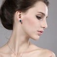 thumbnail image 2 of Gem Stone King 3.72 Ct Oval Blue Created Sapphire 18K Yellow Gold Plated Silver Earrings, 2 of 3