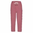thumbnail image 3 of CYYOLLPF Linen Pants Women Boho Embroidered Floral Pants Pedal Pushers for Women 2026 High Waisted Embroidered Drawstring Pants Women Beach Pants for Women Gaucho Pant Red L, 3 of 9
