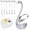 B, variant on Stainless Steel Silver Creative Dinnerware Set - Decorative Swan Base Holder, Tableware Holder for Coffee, Fruit, Dessert, Sugar, Ice Cream, Cake, Teaspoon, Silver, with 6 Leaf Spoons